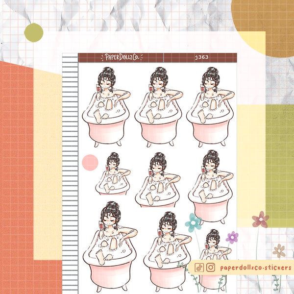 Bath Time Home Buddy Paperdollzco Planner Stickers | J363