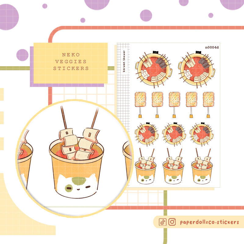 Korean Skewer Sticker Neko Veggies