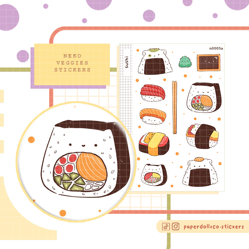 Sushi Sticker Neko Veggies