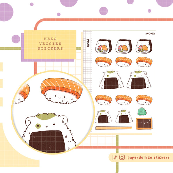 Sushi Sticker Neko Veggies