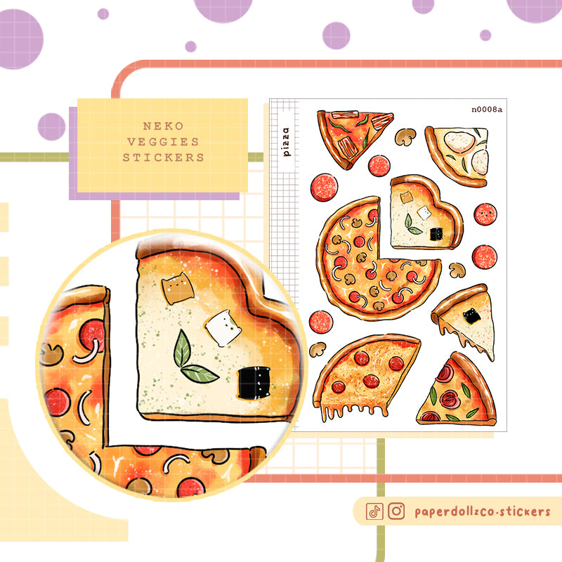 Pizza Sticker Neko Veggies