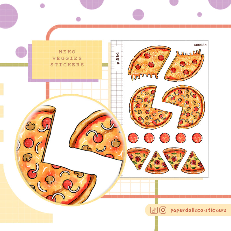 Pizza Sticker Neko Veggies