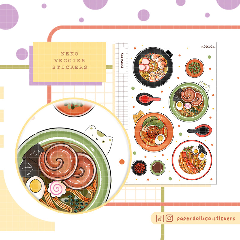 Ramen Sticker Neko Veggies