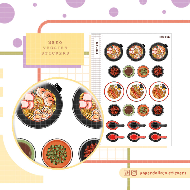 Ramen Sticker Neko Veggies