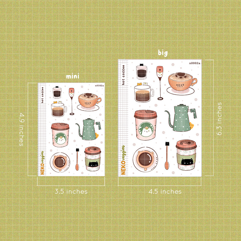 Hot Coffee Sticker Neko Veggies
