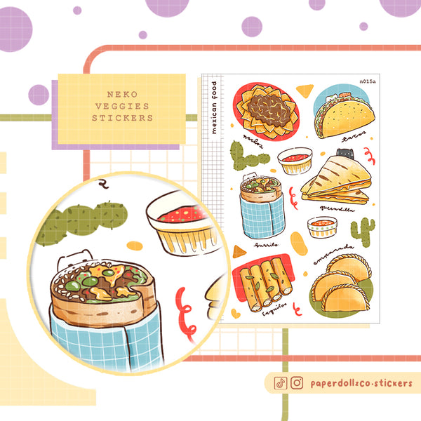 Mexican Food Sticker Neko Veggies