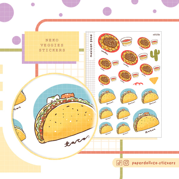 Mexican Food Sticker Neko Veggies