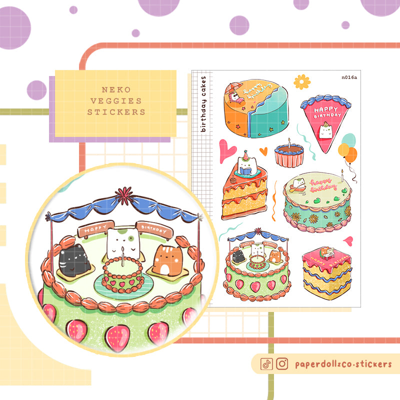 Birthday Cakes Sticker Neko Veggies