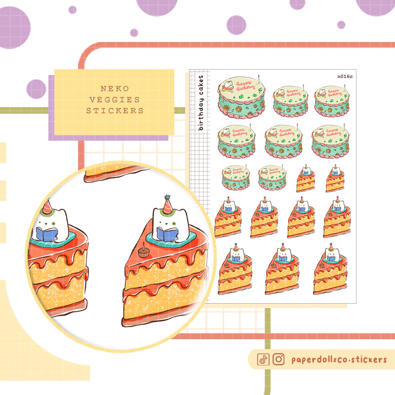 Birthday Cakes Sticker Neko Veggies