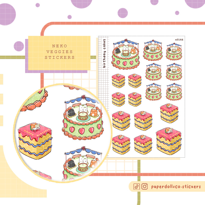 Birthday Cakes Sticker Neko Veggies