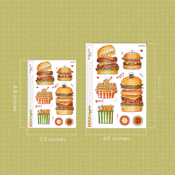 Burgers and Fries Sticker Neko Veggies