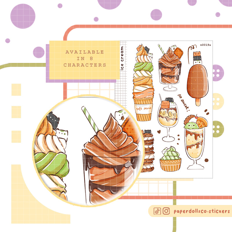 Ice Cream Sticker Neko Veggies